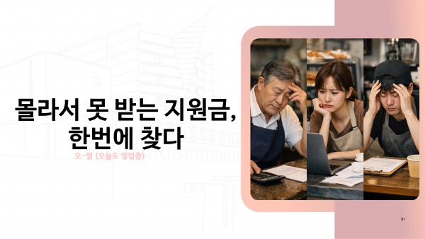 몰라서 못 받는 지원금, 한번에 찾다